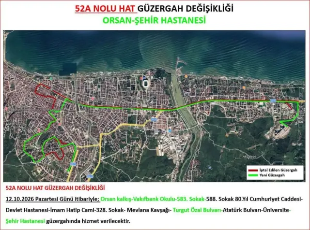 ORDU ŞEHİR HASTANESİ’NE ULAŞIMDA YENİ DÜZENLEME